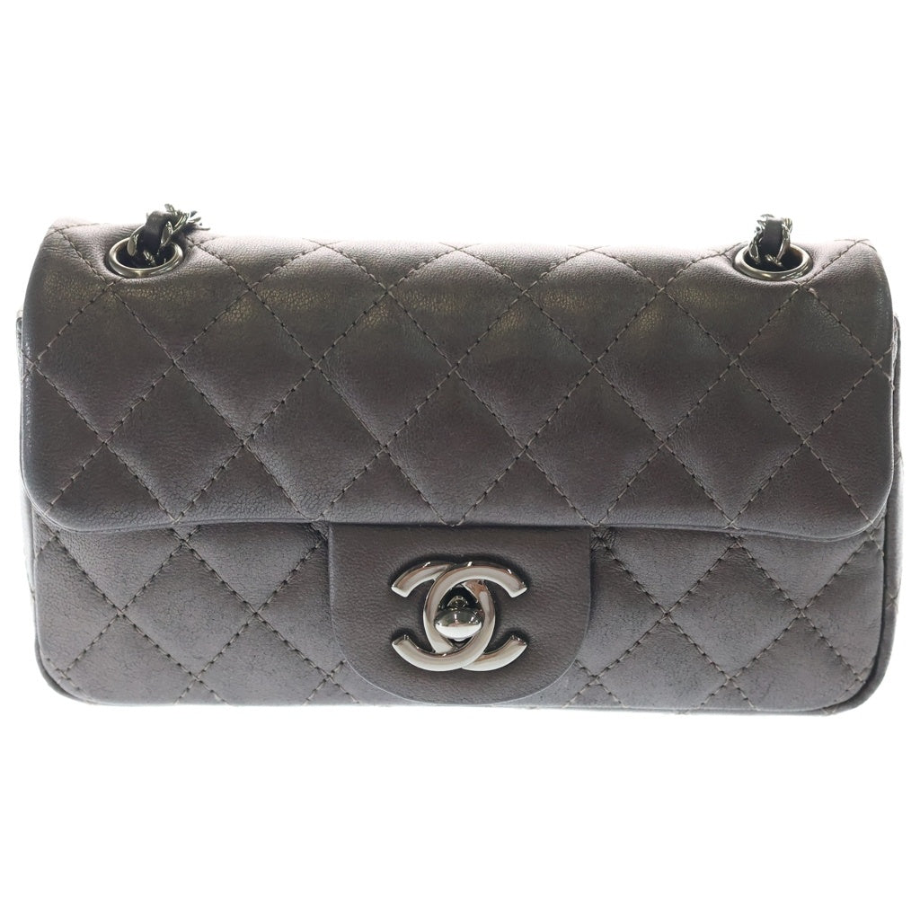 CHANEL(シャネル) マトラッセ チェーンショルダー ミニバッグ メタリックブラウン ラムスキン A69900 シルバー金具 レディース