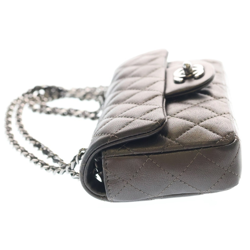 CHANEL(シャネル) マトラッセ チェーンショルダー ミニバッグ メタリックブラウン ラムスキン A69900 シルバー金具 レディース