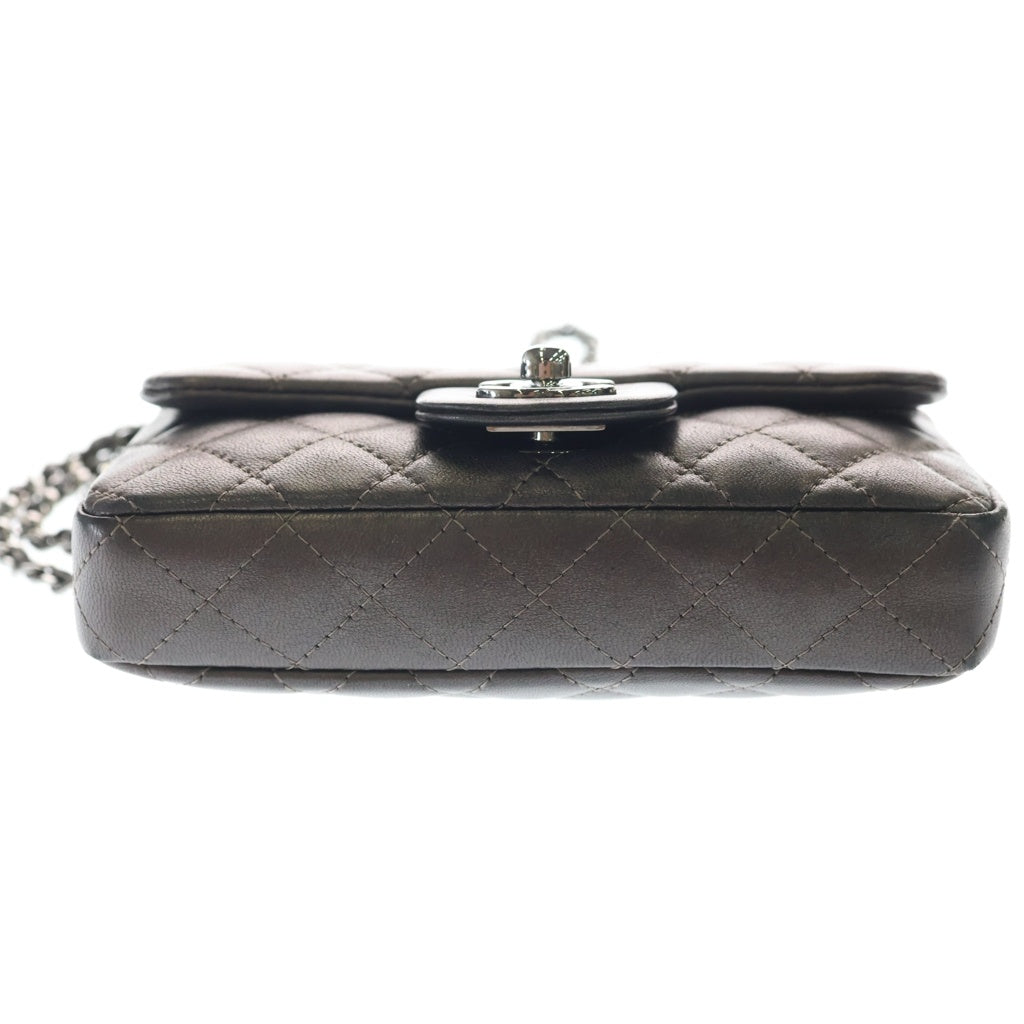 CHANEL(シャネル) マトラッセ チェーンショルダー ミニバッグ メタリックブラウン ラムスキン A69900 シルバー金具 レディース