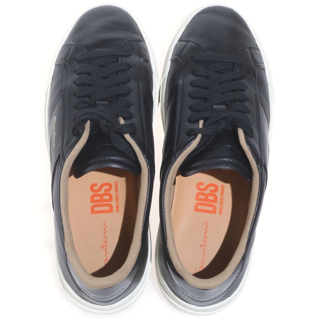 Santoni(サントーニ) レザーローカットスニーカー シューズ ロゴ フラットソール ブラック