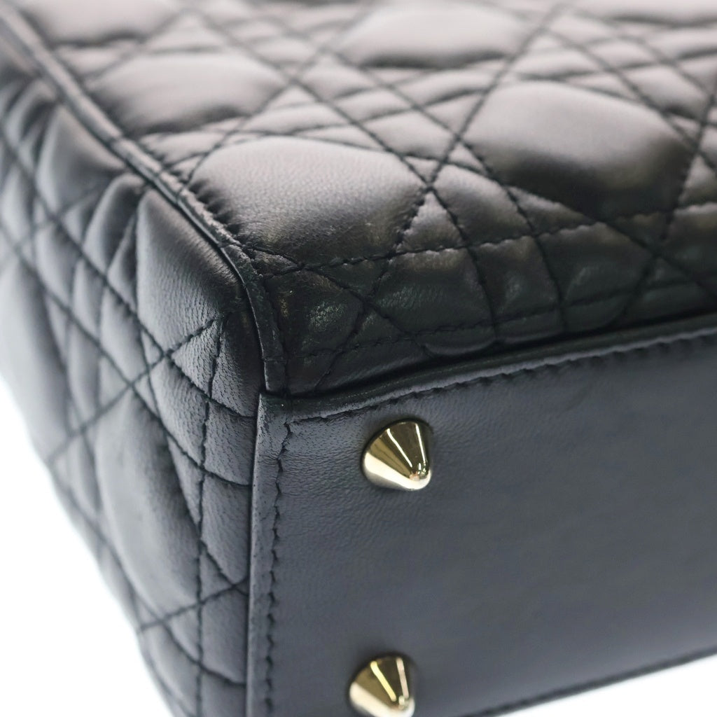 Christian Dior(クリスチャンディオール) マイレディディオール 2WAYハンドバッグ ショルダーバッグ ブラック ラムスキン ゴールド金具 レディース