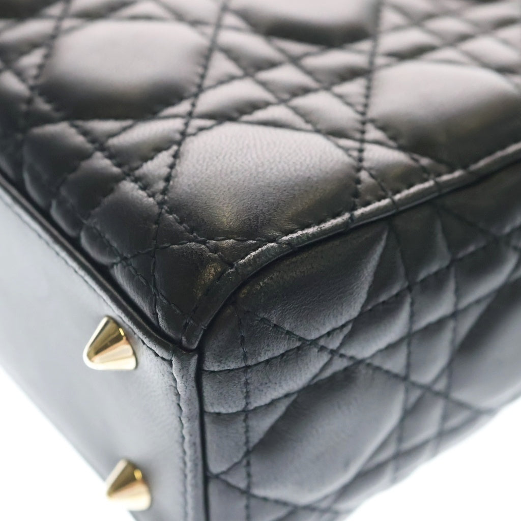 Christian Dior(クリスチャンディオール) マイレディディオール 2WAYハンドバッグ ショルダーバッグ ブラック ラムスキン ゴールド金具 レディース