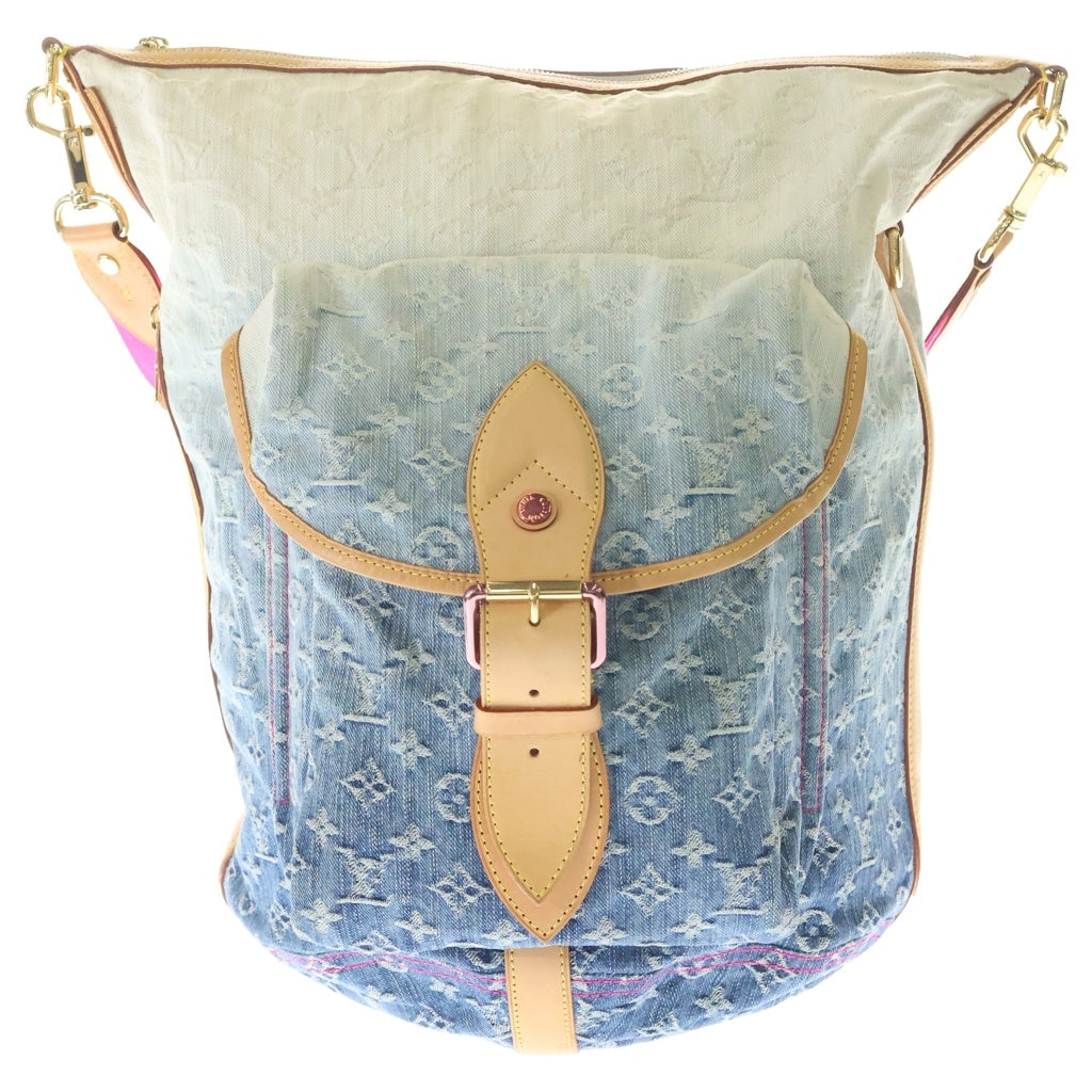 LOUIS VUITTON(ルイヴィトン) モノグラム・デニム サンバーストPM トートバッグ ショルダーバッグ ハンドバッグ インディゴブルー×ピンク レザー×デニム M93184 ゴールド金具 レディース