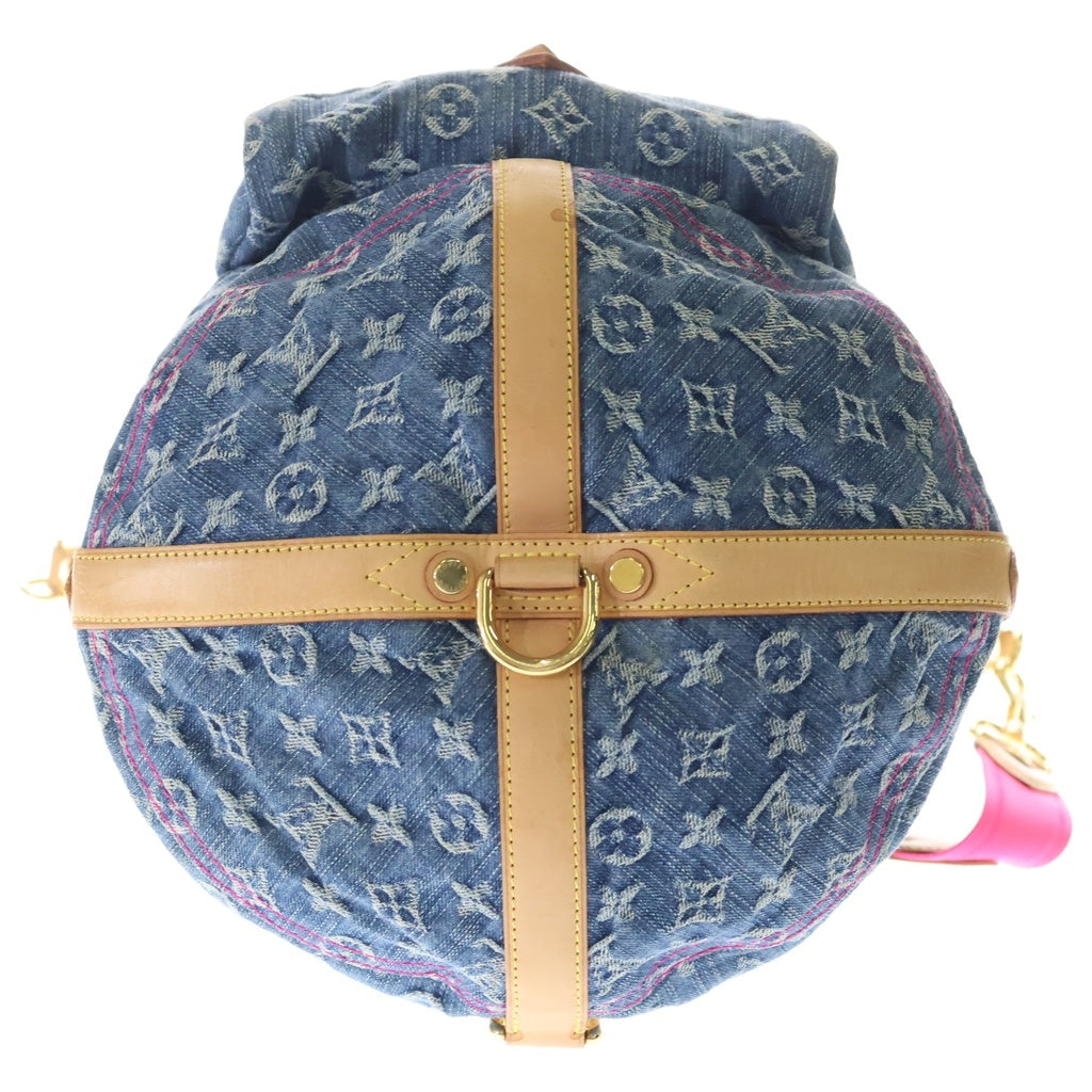 LOUIS VUITTON(ルイヴィトン) モノグラム・デニム サンバーストPM トートバッグ ショルダーバッグ ハンドバッグ インディゴブルー×ピンク レザー×デニム M93184 ゴールド金具 レディース
