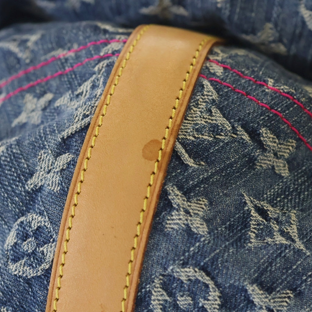LOUIS VUITTON(ルイヴィトン) モノグラム・デニム サンバーストPM トートバッグ ショルダーバッグ ハンドバッグ インディゴブルー×ピンク レザー×デニム M93184 ゴールド金具 レディース