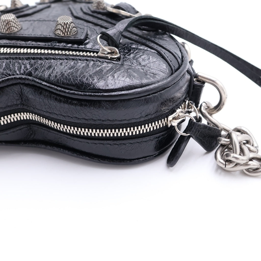 BALENCIAGA(バレンシアガ) ルカゴール ハートミニ チェーンショルダーバッグ ブラック レザー 722781 シルバー金具 レディース