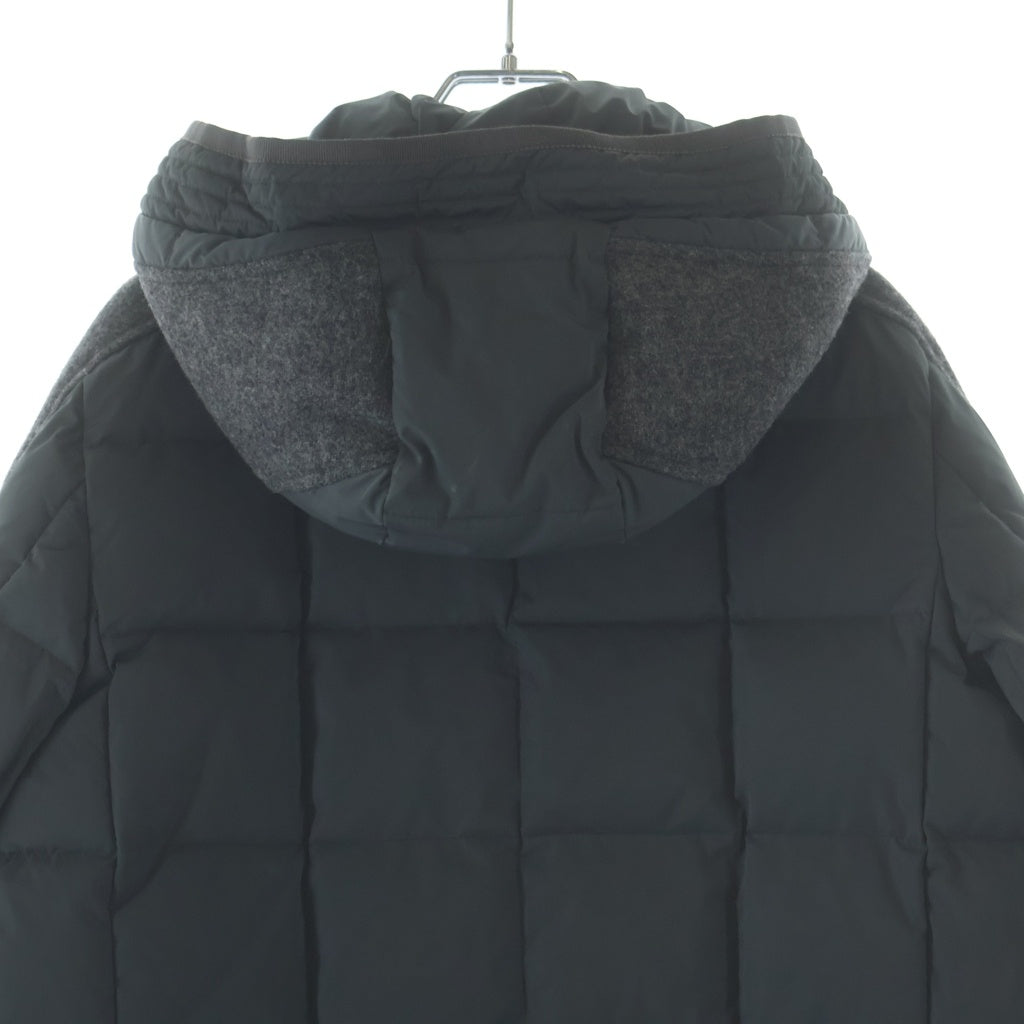 MONCLER GAMME BLEU(モンクレール・ガム・ブルー) ガムブルー ワッペンロゴ ウール切り替え フーデッド ダウンジャケット グレー 223914133280