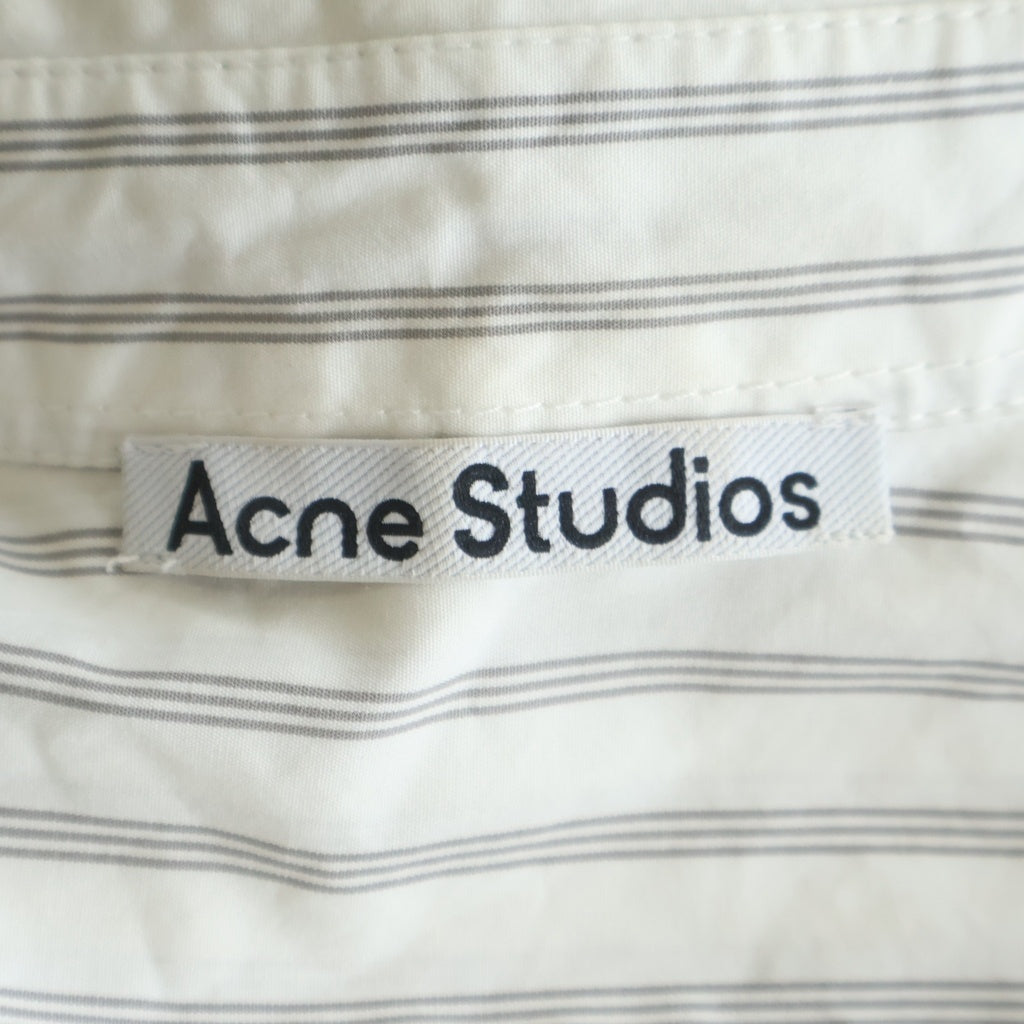 Acne Studios(アクネ ストゥディオズ) ストライプ総柄 ダブルスリーブ 長袖シャツ ホワイト/グレー BB0670
