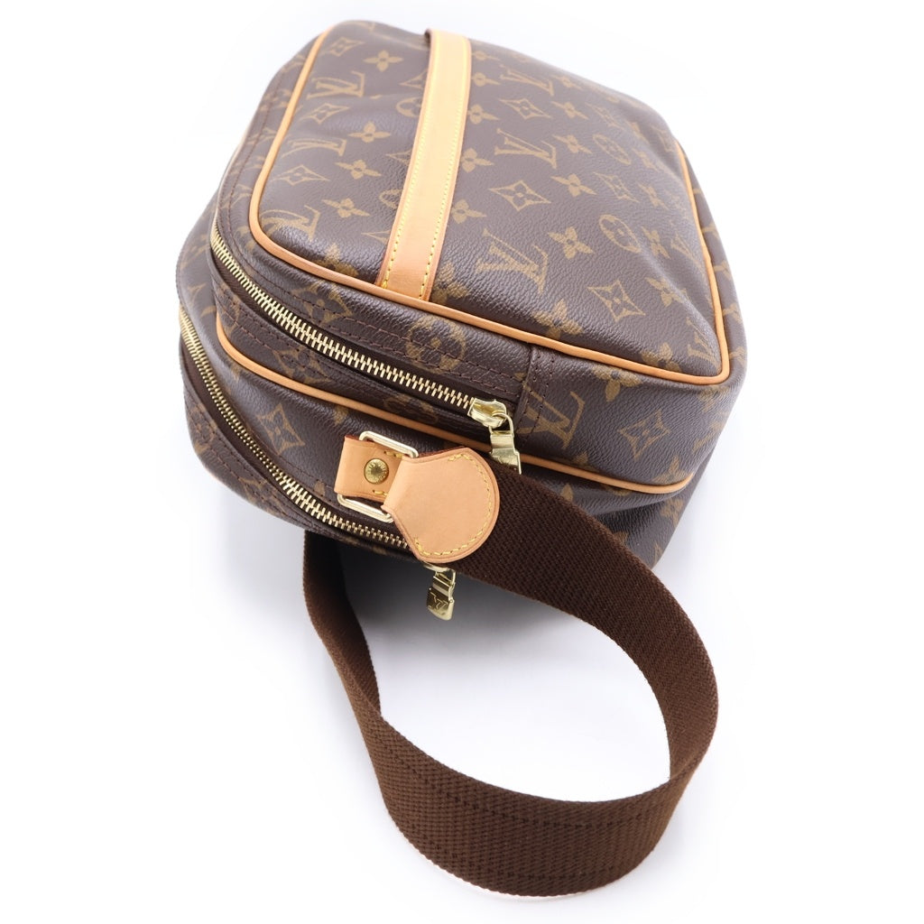 LOUIS VUITTON(ルイヴィトン) モノグラム リポーターPM ショルダーバッグ ブラウン レザー×PVC M45254 ゴールド金具 レディース
