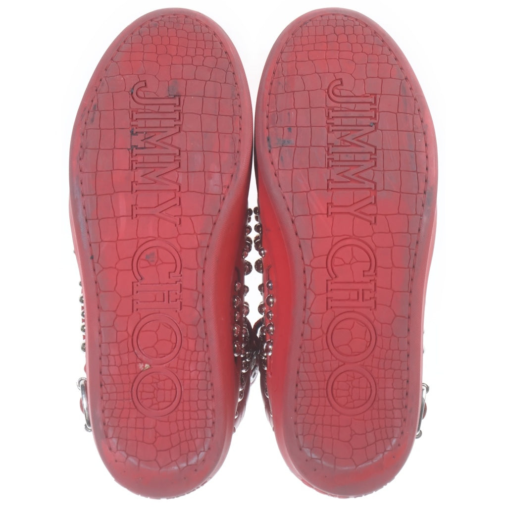 JIMMY CHOO(ジミーチュウ) スタッズ レザー ハイカットスニーカー シューズ #41 レッド