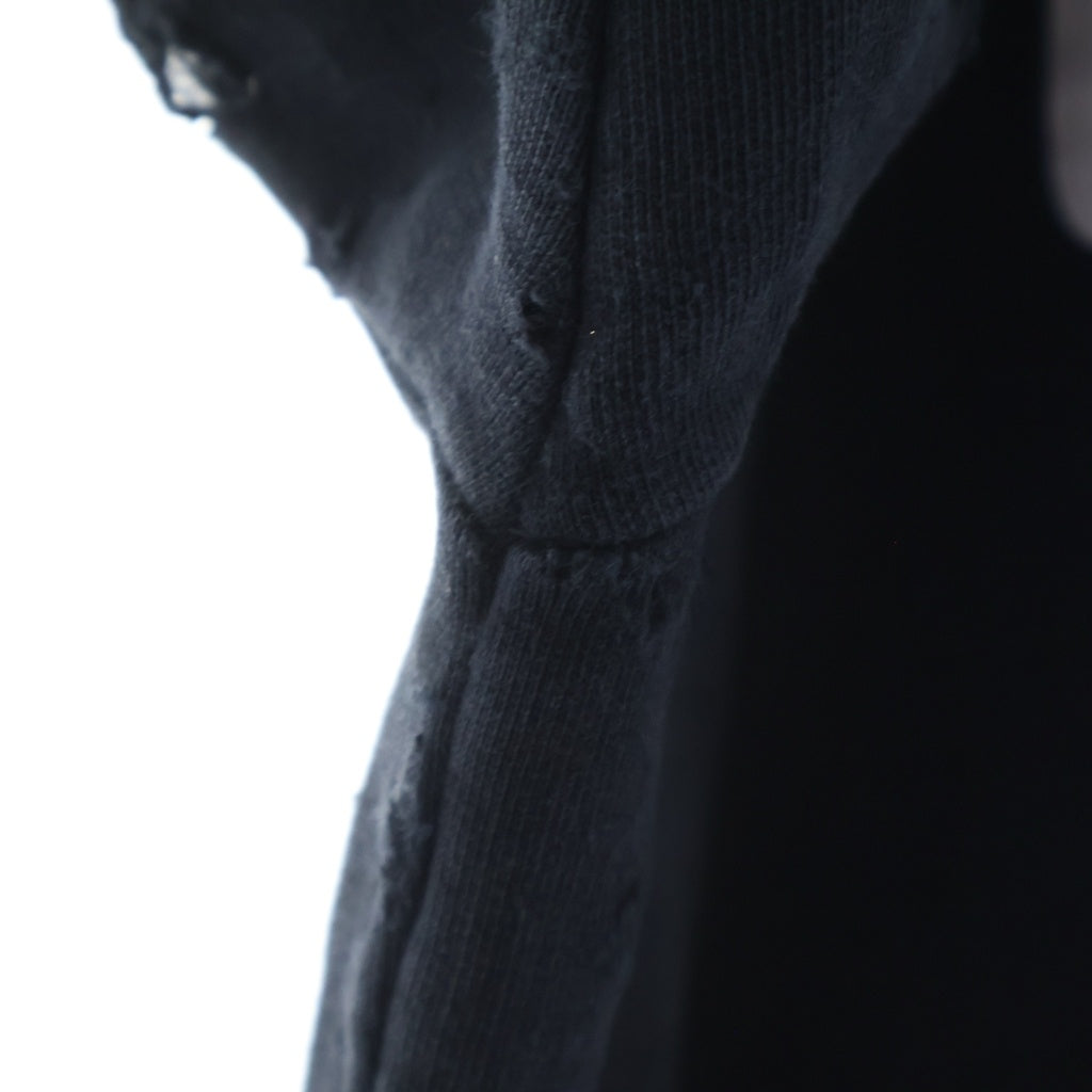 GIVENCHY(ジバンシィ) デストロイ加工 ロゴプリント コットン プルオーバー パーカー #S ブラック BM703A3Y0S