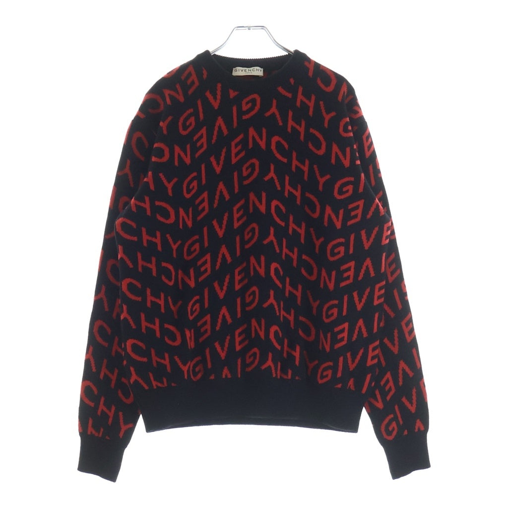 GIVENCHY(ジバンシィ) ロゴ ウール 長袖 ニット セーター ブラック/レッド