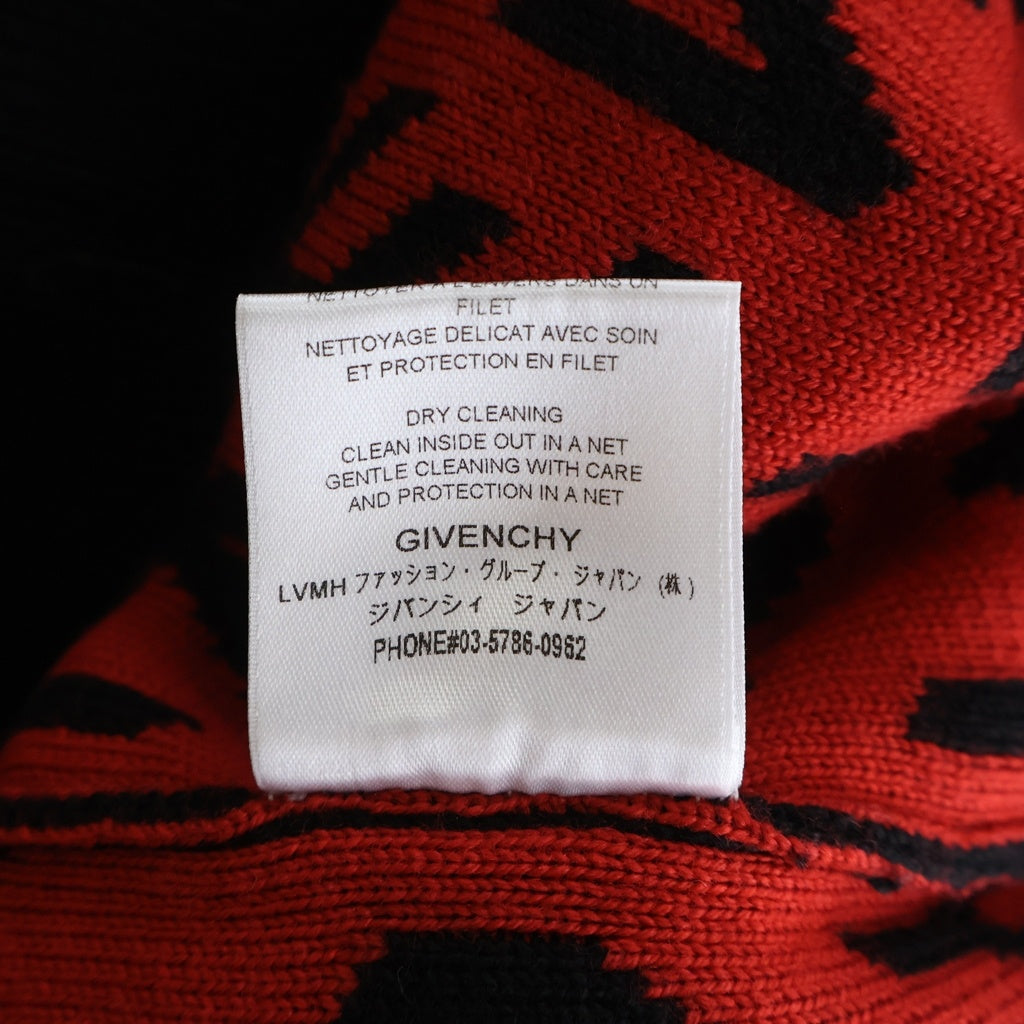 GIVENCHY(ジバンシィ) ロゴ ウール 長袖 ニット セーター ブラック/レッド