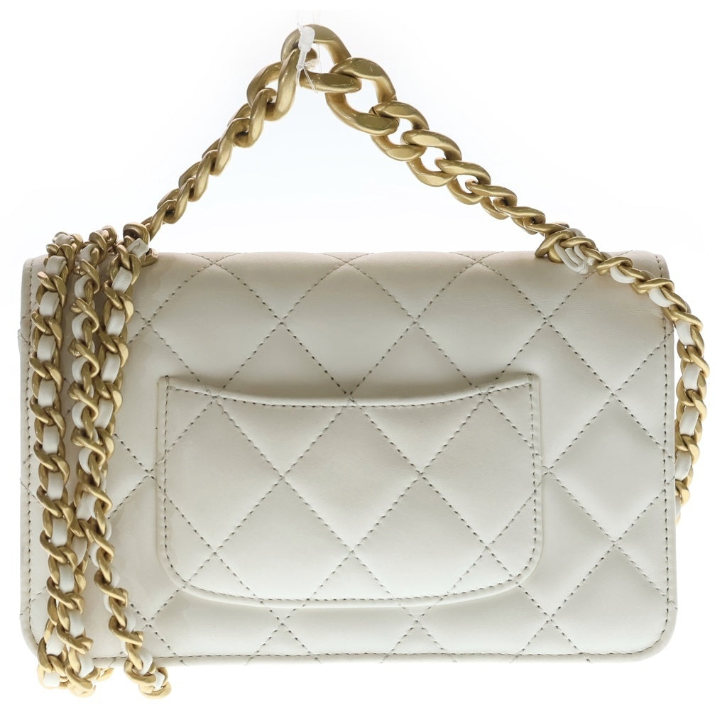 CHANEL(シャネル) マトラッセ ミニフラップ チェーンショルダーバッグ ミニバッグ ホワイト ラムスキン AS3226 ゴールド金具 レディース