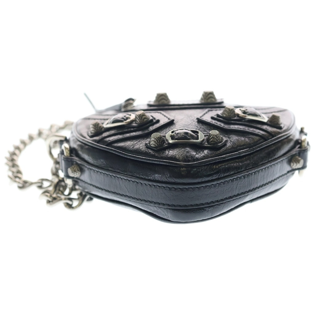 BALENCIAGA(バレンシアガ) ルカゴール ハート チェーンショルダーミニバッグ ブラック レザー 722781 シルバー金具 レディース