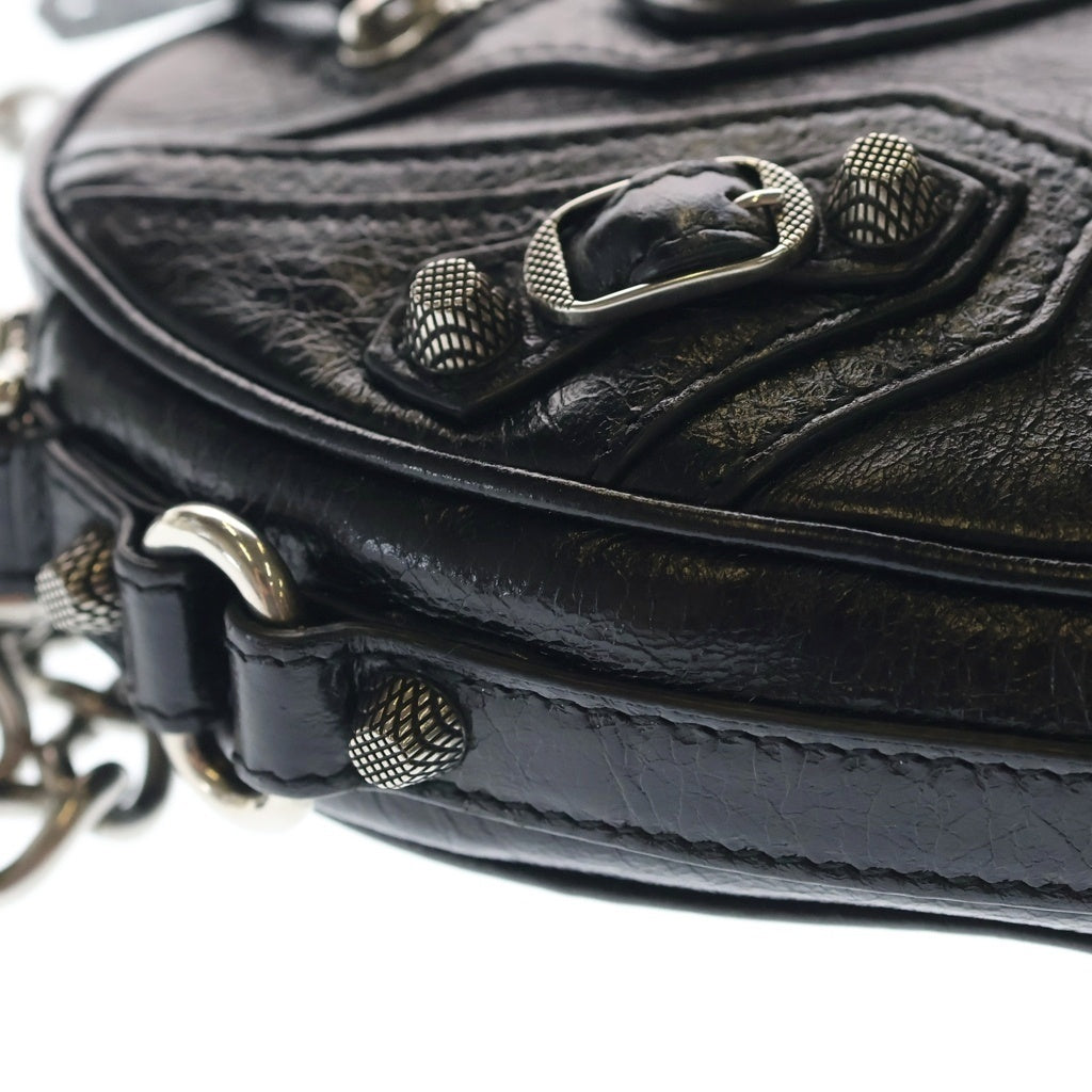 BALENCIAGA(バレンシアガ) ルカゴール ハート チェーンショルダーミニバッグ ブラック レザー 722781 シルバー金具 レディース