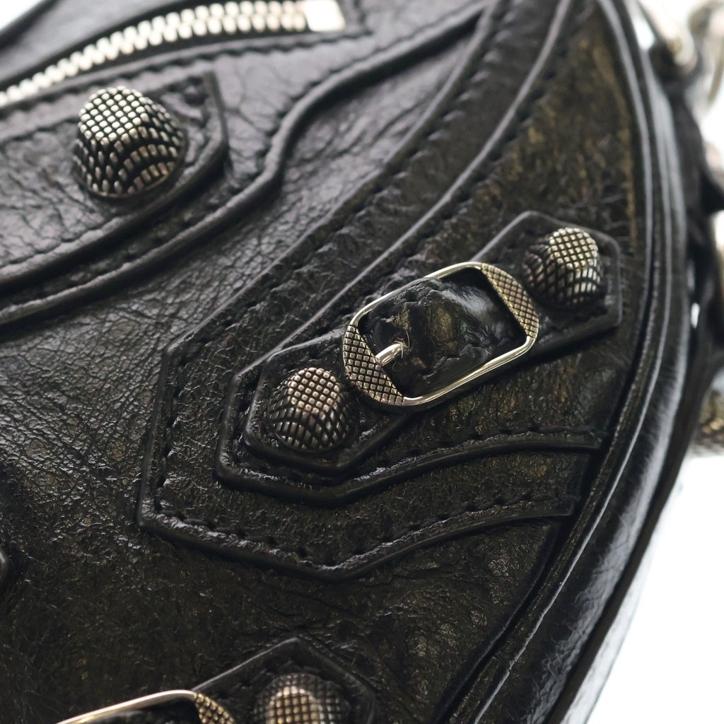 BALENCIAGA(バレンシアガ) ルカゴール ハート チェーンショルダーミニバッグ ブラック レザー 722781 シルバー金具 レディース