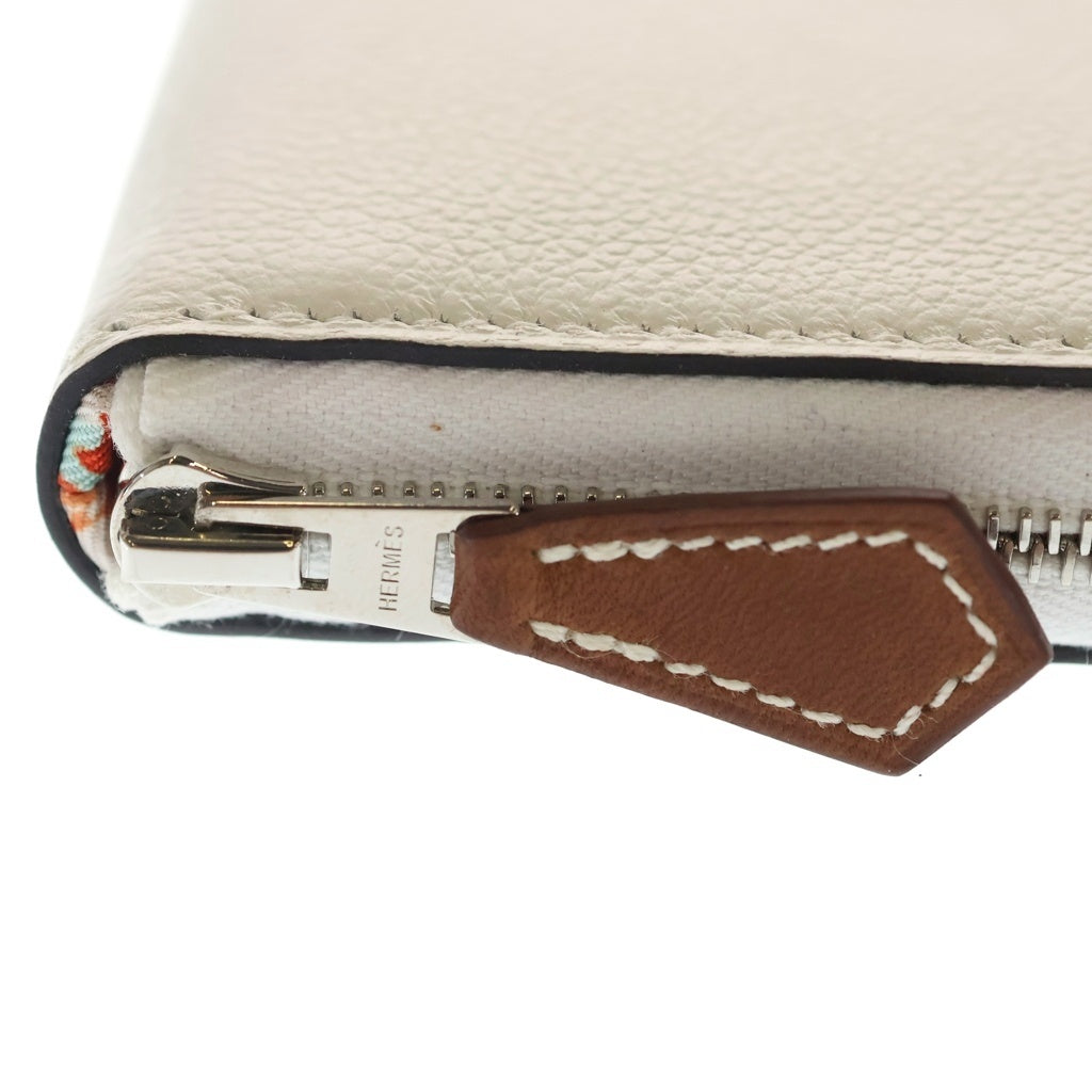 HERMES(エルメス) アザップコンパクト ヴォーエプソン シルバー金具 ラウンドファスナー財布 コンパクトウォレット B刻印 ホワイト レディース