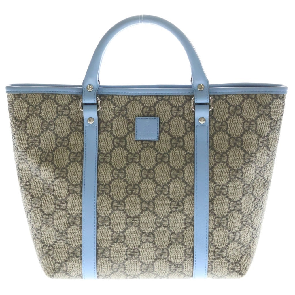 GUCCI(グッチ) GGスプリーム チルドレンズ キッズライン PVC レザー ハンドバッグ トートバッグ ベージュ/ブルー 297557 レディース