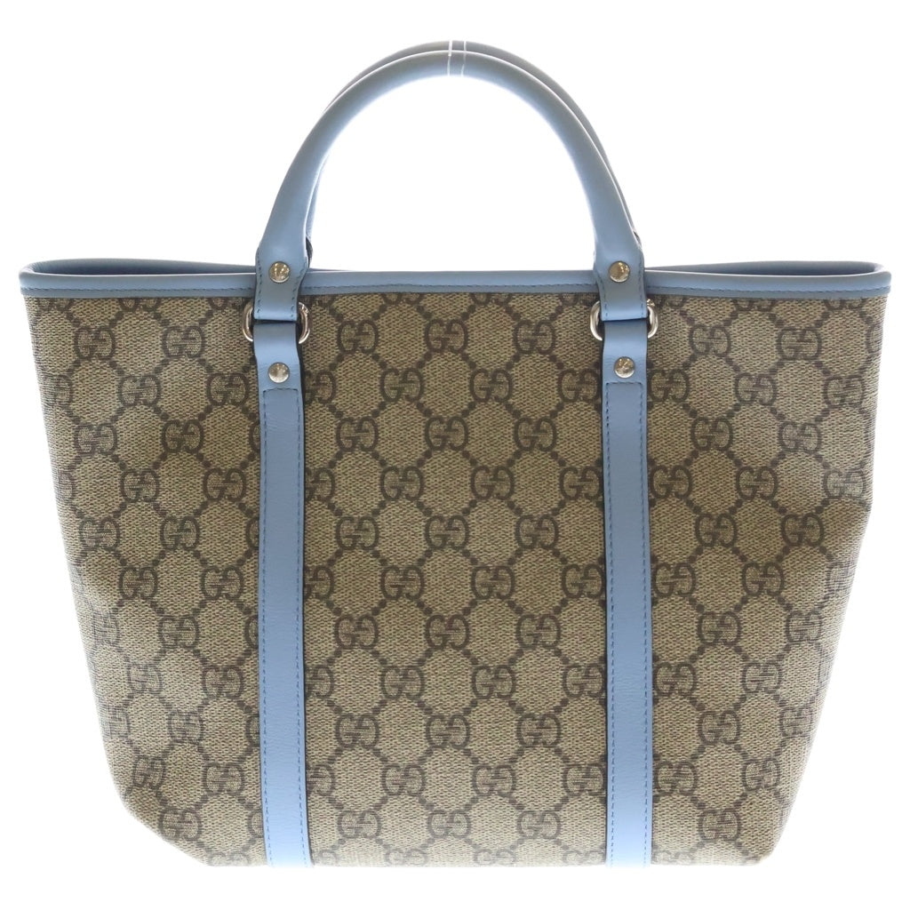 GUCCI(グッチ) GGスプリーム チルドレンズ キッズライン PVC レザー ハンドバッグ トートバッグ ベージュ/ブルー 297557 レディース