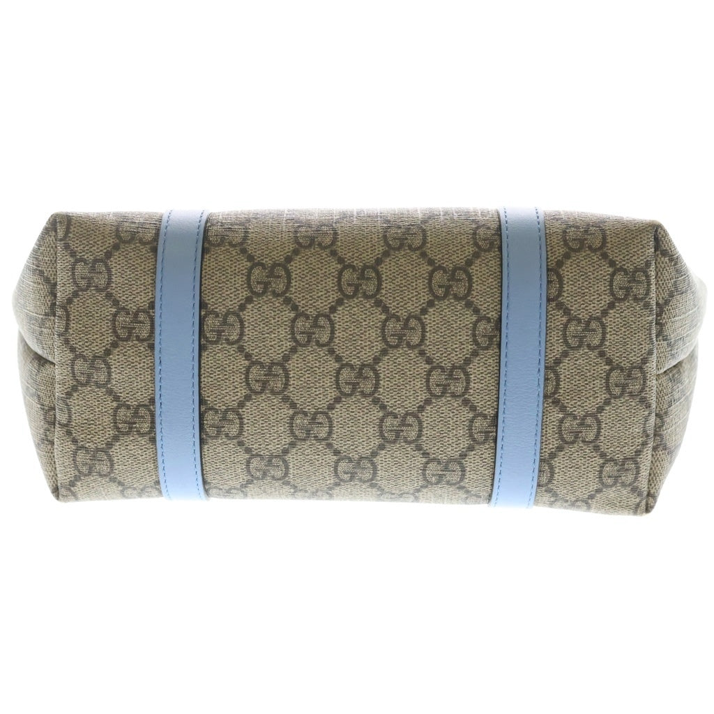GUCCI(グッチ) GGスプリーム チルドレンズ キッズライン PVC レザー ハンドバッグ トートバッグ ベージュ/ブルー 297557 レディース
