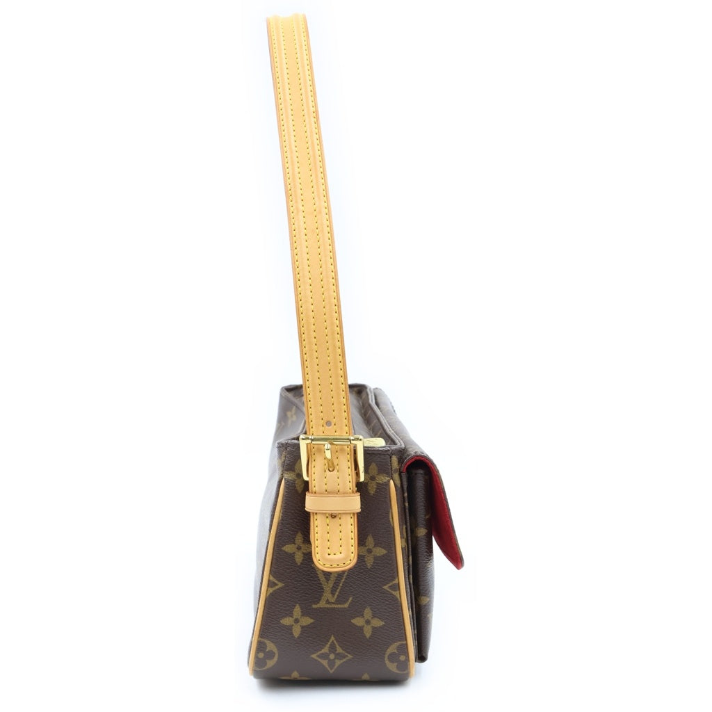 LOUIS VUITTON(ルイヴィトン) モノグラム ヴィヴァシテMM ワンショルダーバッグ ハンドバッグ ブラウン レザー×PVC M51164 ゴールド金具 レディース
