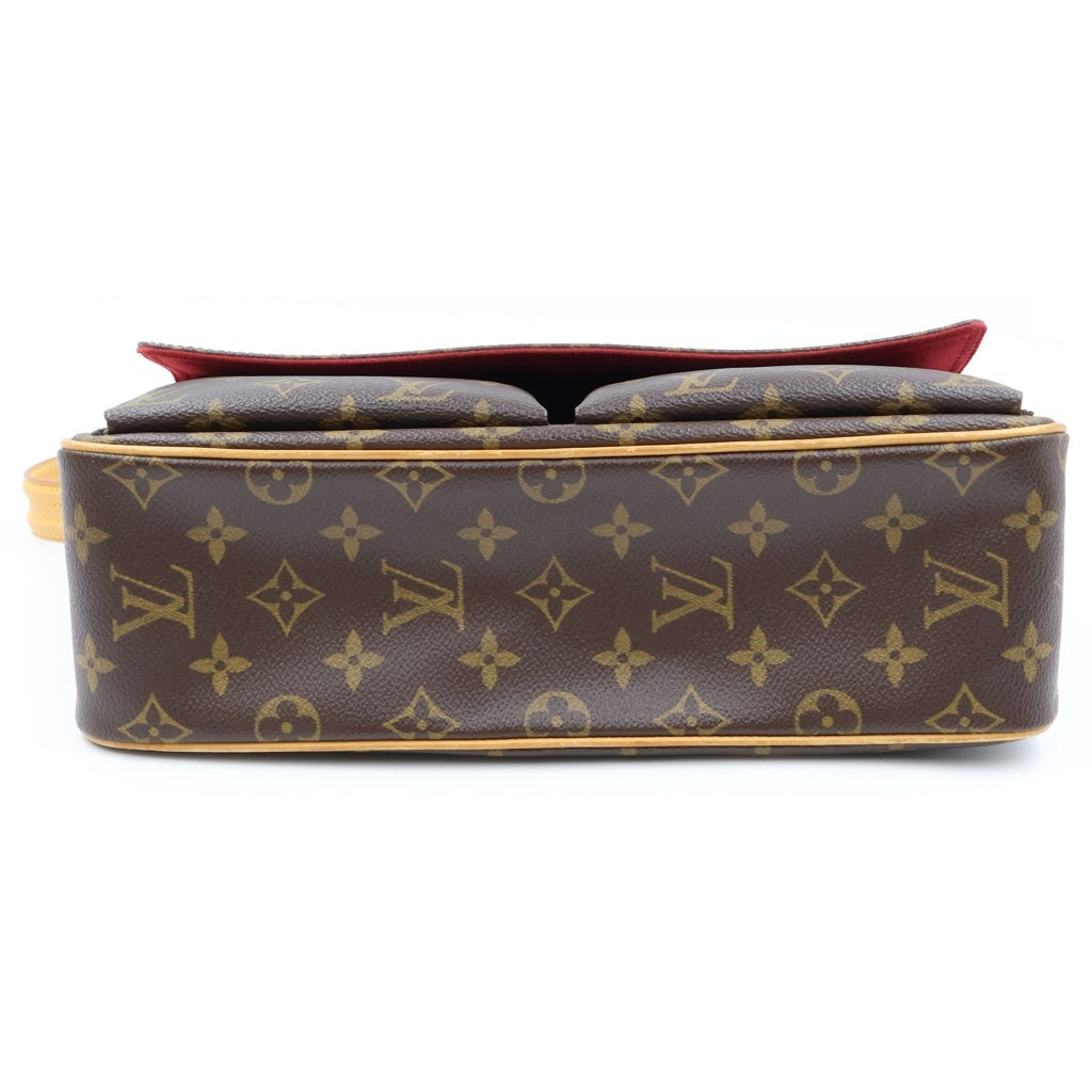 LOUIS VUITTON(ルイヴィトン) モノグラム ヴィヴァシテMM ワンショルダーバッグ ハンドバッグ ブラウン レザー×PVC M51164 ゴールド金具 レディース