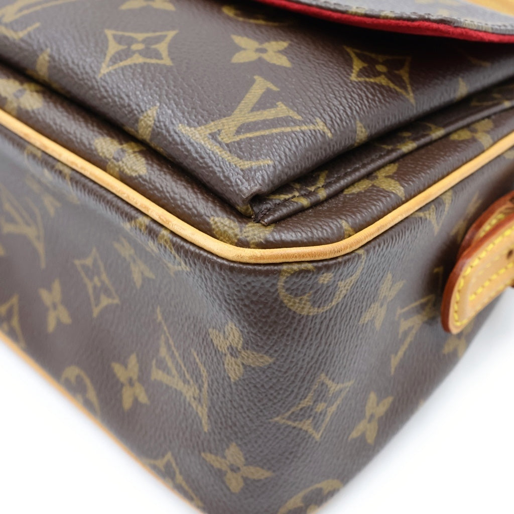 LOUIS VUITTON(ルイヴィトン) モノグラム ヴィヴァシテMM ワンショルダーバッグ ハンドバッグ ブラウン レザー×PVC M51164 ゴールド金具 レディース