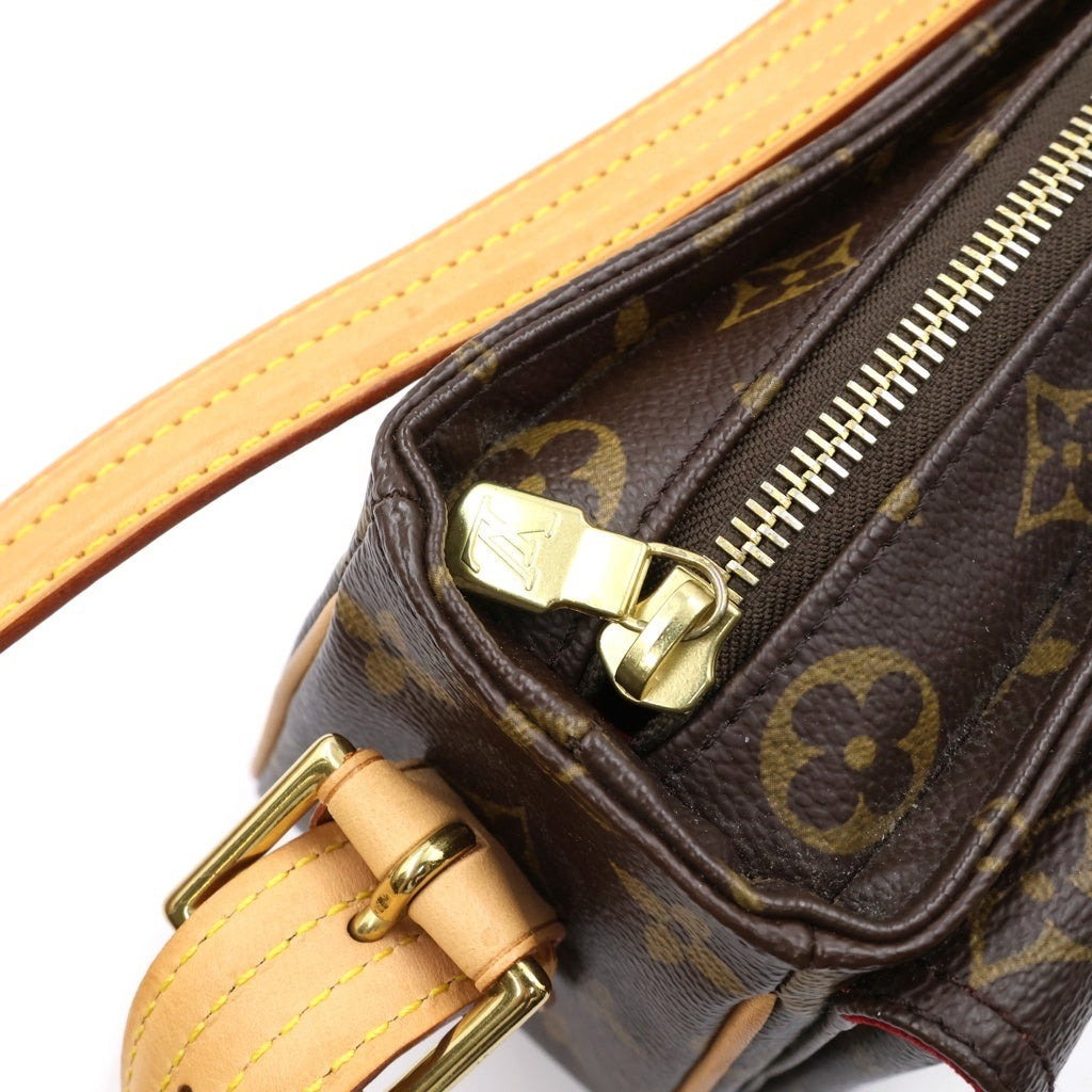 LOUIS VUITTON(ルイヴィトン) モノグラム ヴィヴァシテMM ワンショルダーバッグ ハンドバッグ ブラウン レザー×PVC M51164 ゴールド金具 レディース