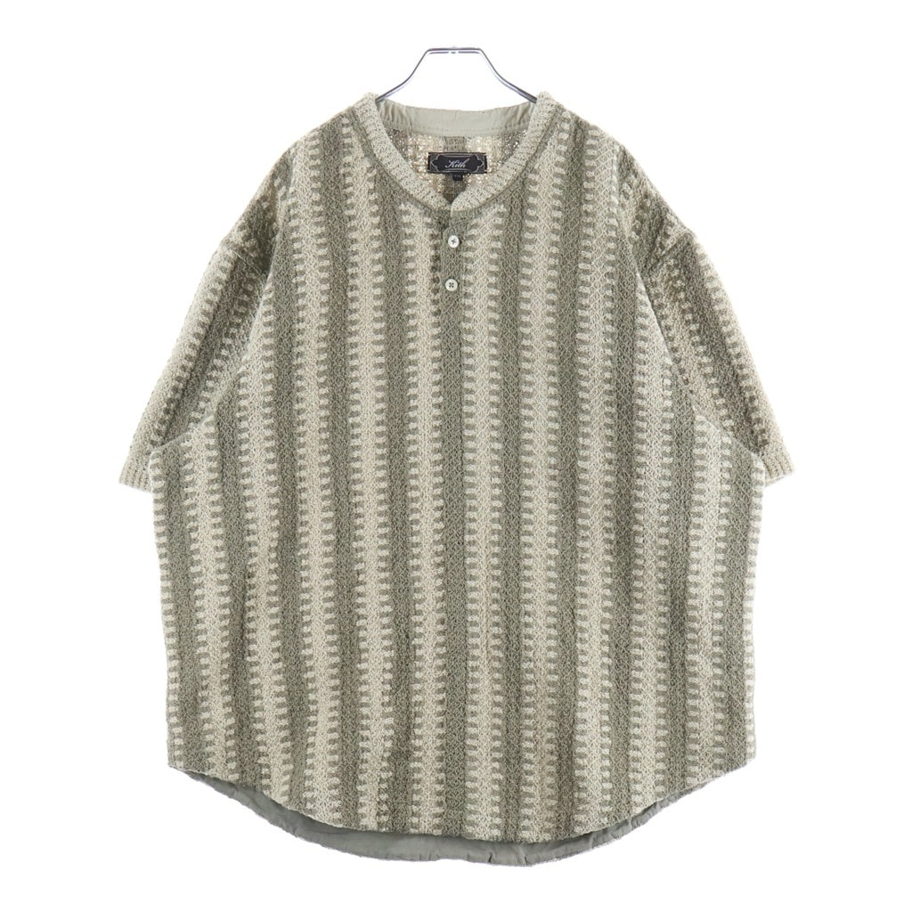 KITH(キス) 26SS Geo Crochet Warner Pullover ボタンクロージャー ニット半袖Tシャツカットソー ベージュ 26-071-060-0008-2-0