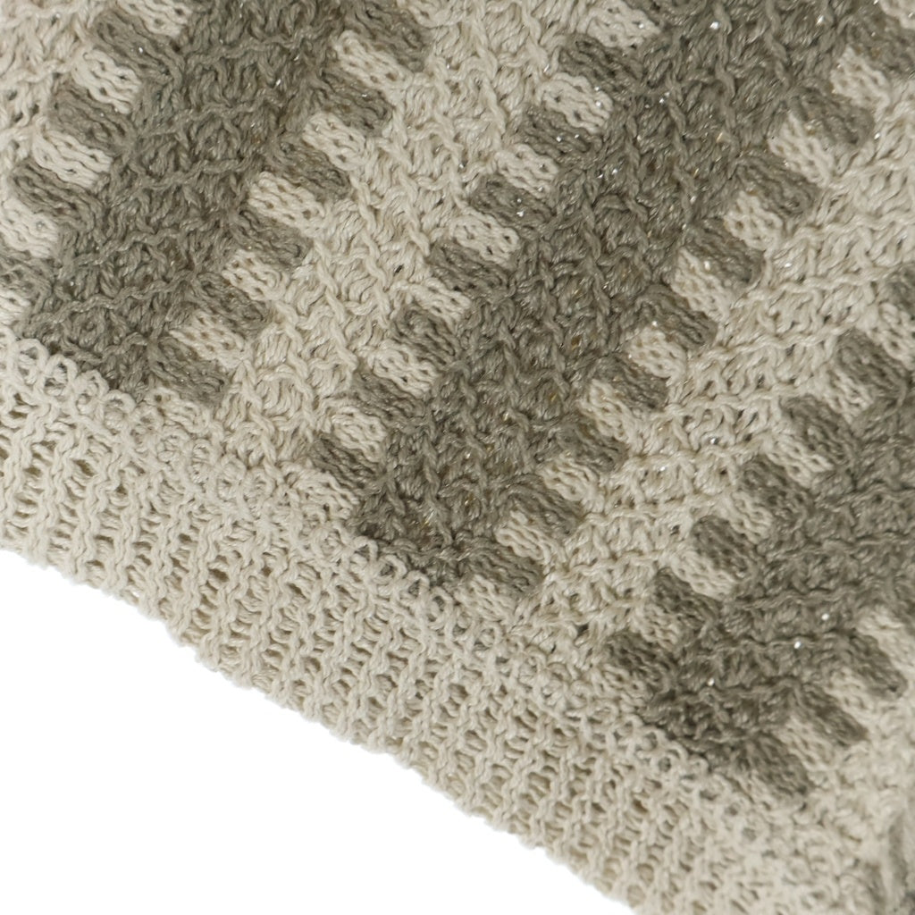 KITH(キス) 26SS Geo Crochet Warner Pullover ボタンクロージャー ニット半袖Tシャツカットソー ベージュ 26-071-060-0008-2-0