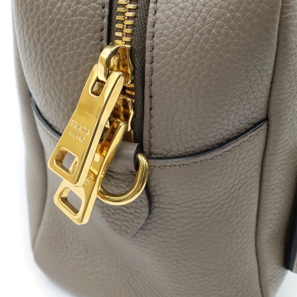 PRADA(プラダ) ヴィッテロフェニックス レザー 2WAY ハンド ショルダーバッグ ゴールド金具 グレー レディース