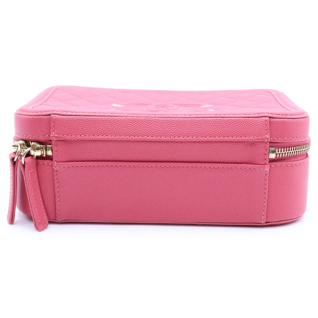 CHANEL(シャネル) CCフィグリー チェーンショルダーバッグ ハンドバッグ ピンク キャビアスキン A93342 ゴールド金具 レディース