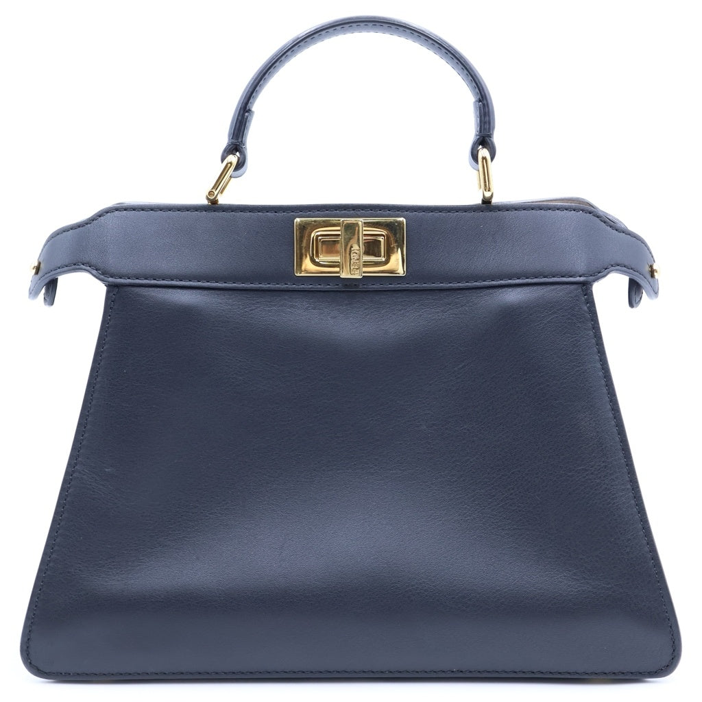 FENDI(フェンディ) ピーカブー アイシーユー スモール ハンドバッグ ブラック レザー 8BN327 ゴールド金具 レディース