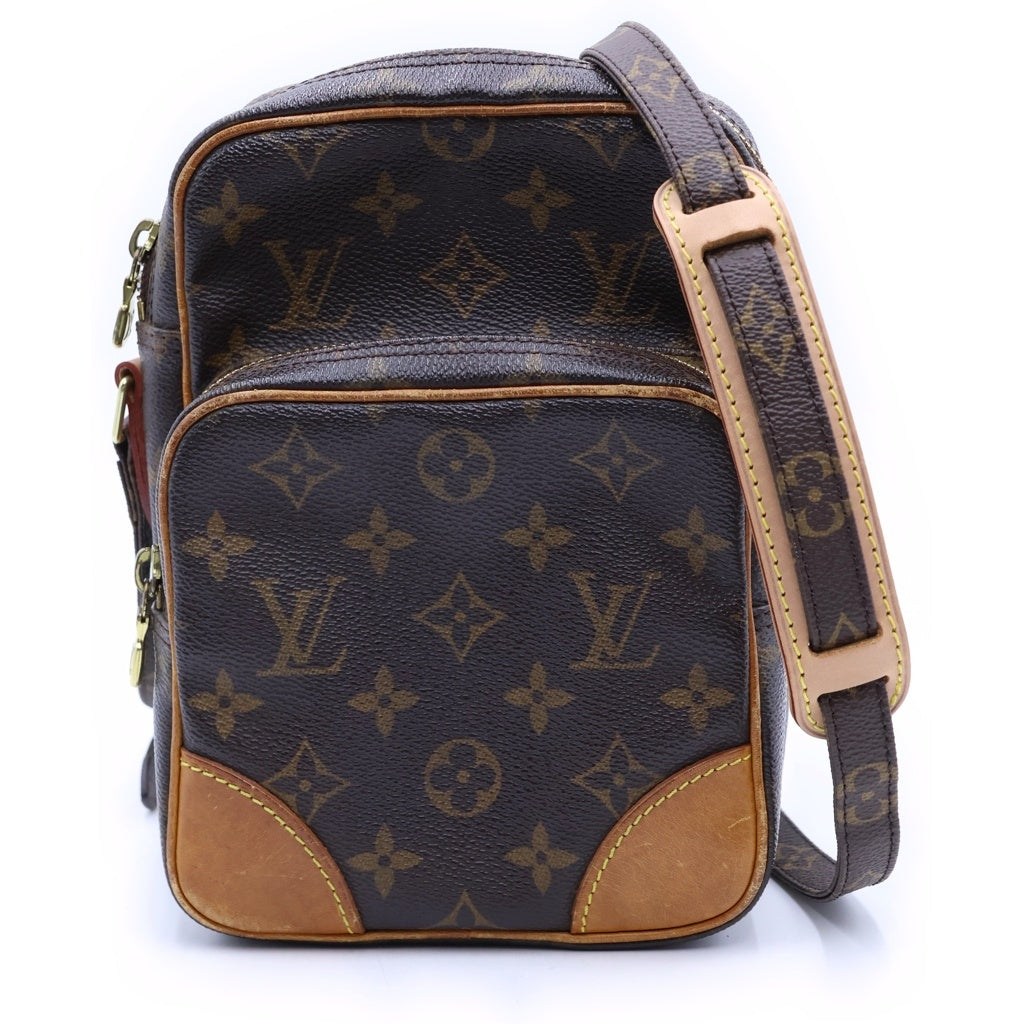 LOUIS VUITTON(ルイヴィトン) モノグラム アマゾン ショルダーバッグ ミニバッグ ブラウン レザー×PVC M45236 ゴールド金具 レディース
