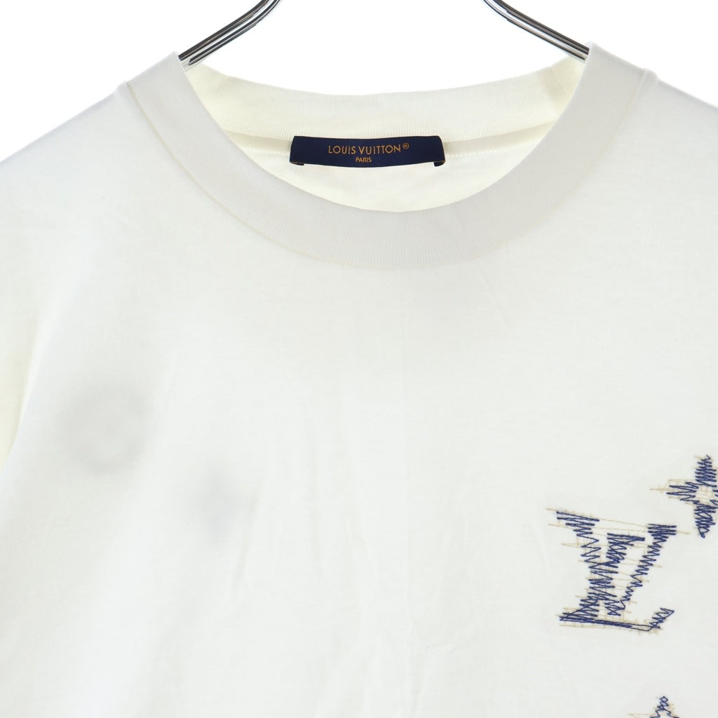 LOUIS VUITTON(ルイヴィトン) エンブロイダリー モノグラム刺繍 シグネチャー半袖Tシャツ カットソー ホワイト RM262MM NPG HVY19W