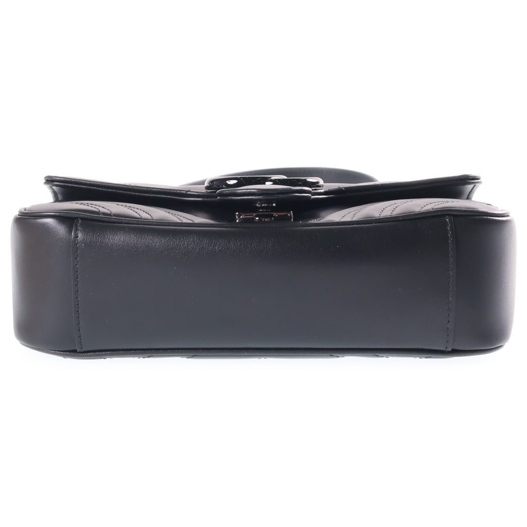 GUCCI(グッチ) GGマーモント チェーンショルダーバッグ ブラック レザー 446744 ブラック金具 レディース