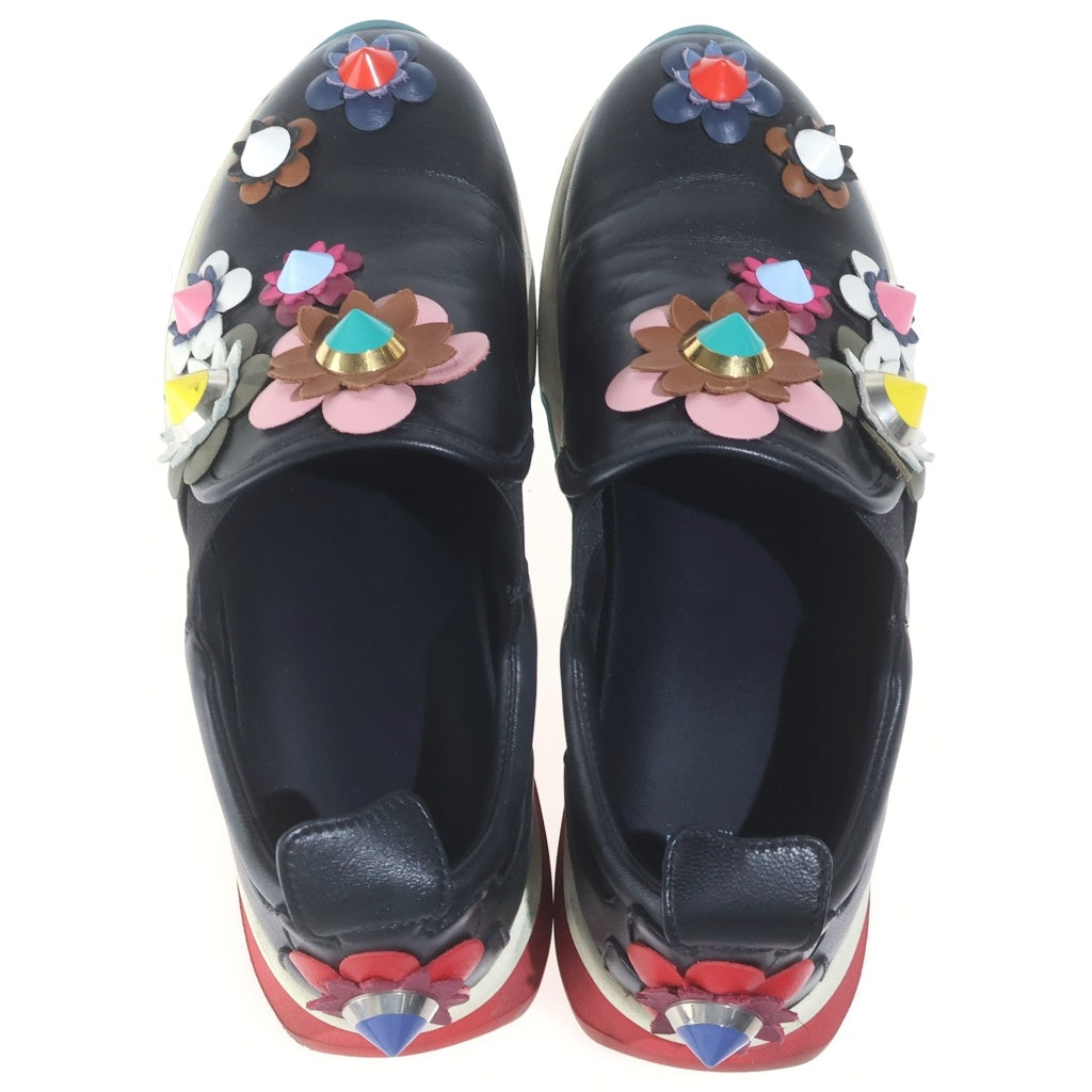 FENDI(フェンディ) フラワースリッポンスニーカー ナッパレザー ブラック 8E600637 レディース