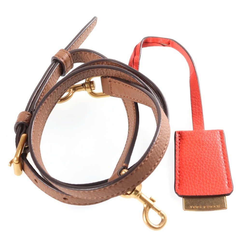 TORY BURCH(トリー バーチ) ウォーカー 2wayハンドバッグ ショルダーバッグ ブラウン×レッド レザー レディース