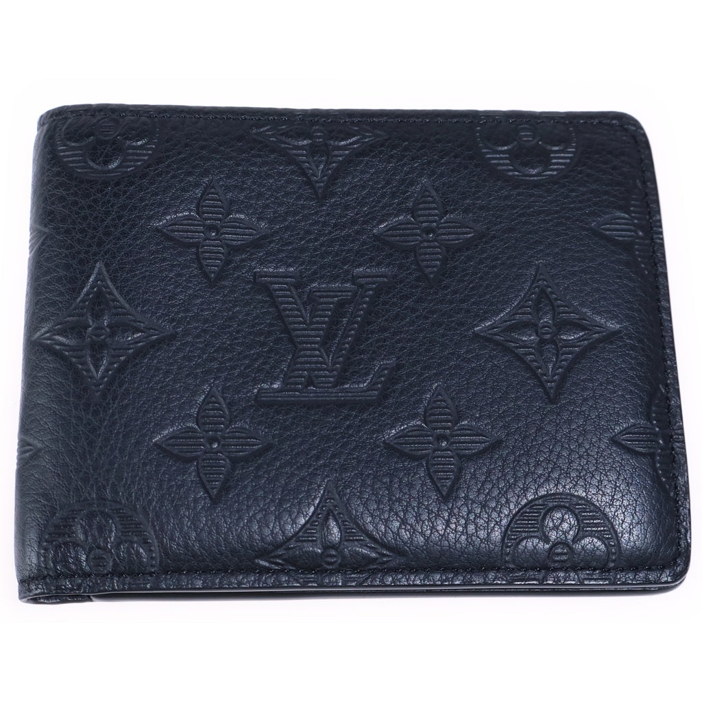 LOUIS VUITTON(ルイヴィトン) モノグラム シャドウ ポルトフォイユ ミュルティプル 二つ折り財布 コンパクト ブラック レザー M62901 レディース