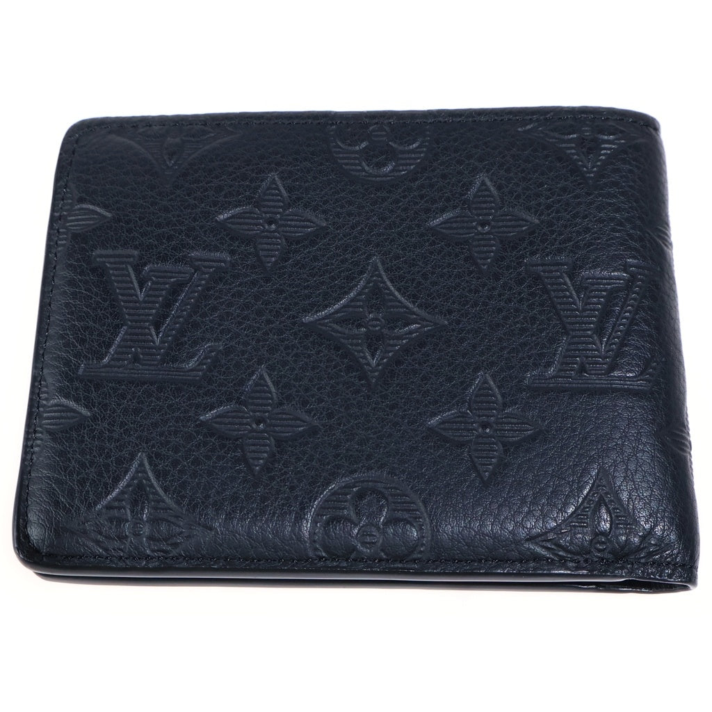 LOUIS VUITTON(ルイヴィトン) モノグラム シャドウ ポルトフォイユ ミュルティプル 二つ折り財布 コンパクト ブラック レザー M62901 レディース