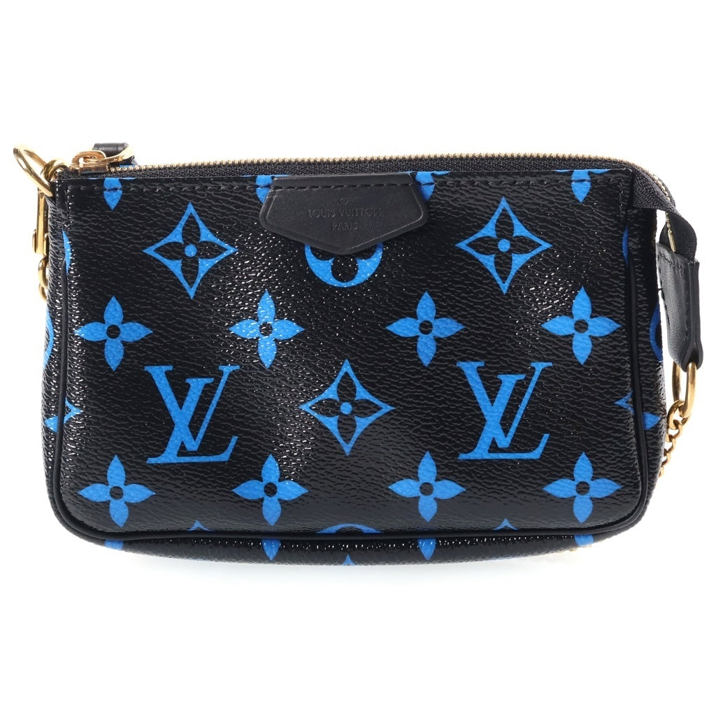 LOUIS VUITTON(ルイヴィトン) ミニポシェット アクセソワール モノグラム カラー PVC レザー チェーン ハンドバッグ アクセサリーポーチ ブラック/ブルー M67237 レディース
