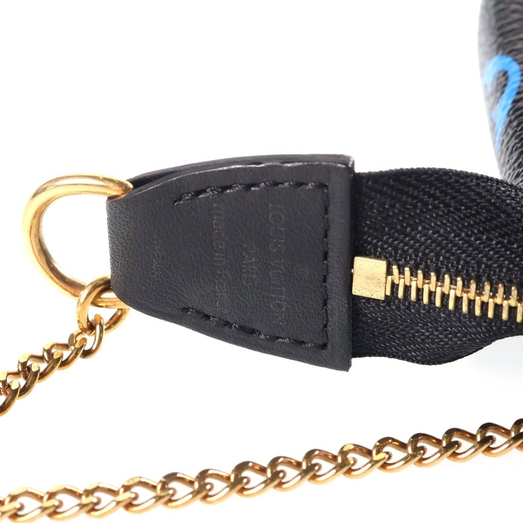 LOUIS VUITTON(ルイヴィトン) ミニポシェット アクセソワール モノグラム カラー PVC レザー チェーン ハンドバッグ アクセサリーポーチ ブラック/ブルー M67237 レディース