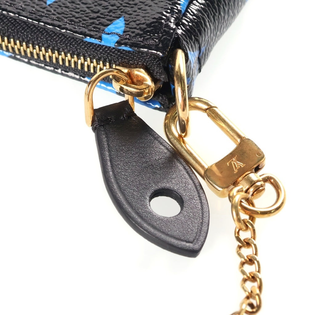 LOUIS VUITTON(ルイヴィトン) ミニポシェット アクセソワール モノグラム カラー PVC レザー チェーン ハンドバッグ アクセサリーポーチ ブラック/ブルー M67237 レディース