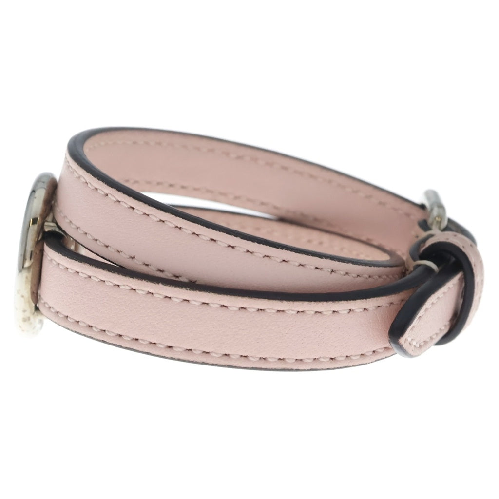 FENDI(フェンディ) エフイズフェンディブレスレット ピンク GP×レザー シルバー金具 レディース