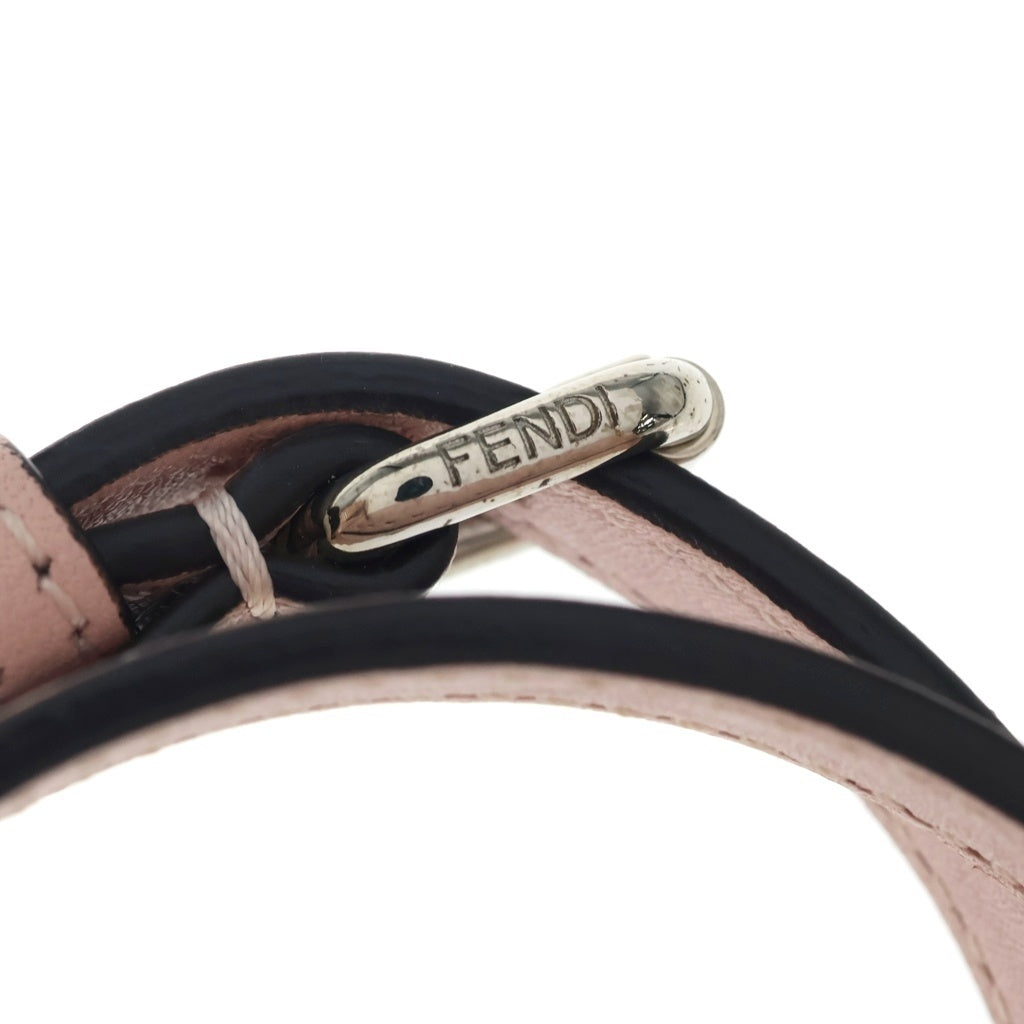 FENDI(フェンディ) エフイズフェンディブレスレット ピンク GP×レザー シルバー金具 レディース