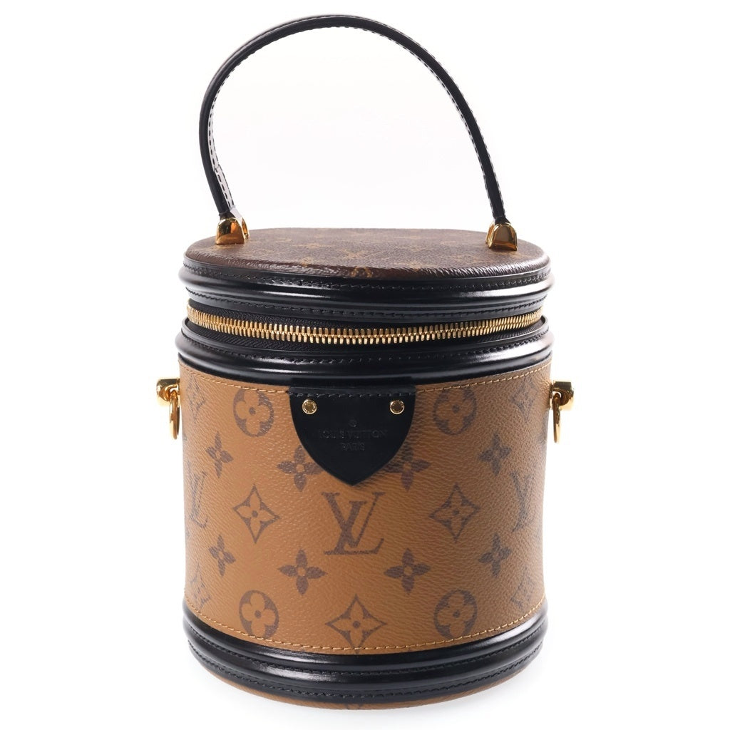LOUIS VUITTON(ルイヴィトン) モノグラムリバース カンヌ 2WAYハンドバッグ ショルダーバッグ バニティ ブラウン×ブラック レザー×PVC M43986 ゴールド金具 レディース