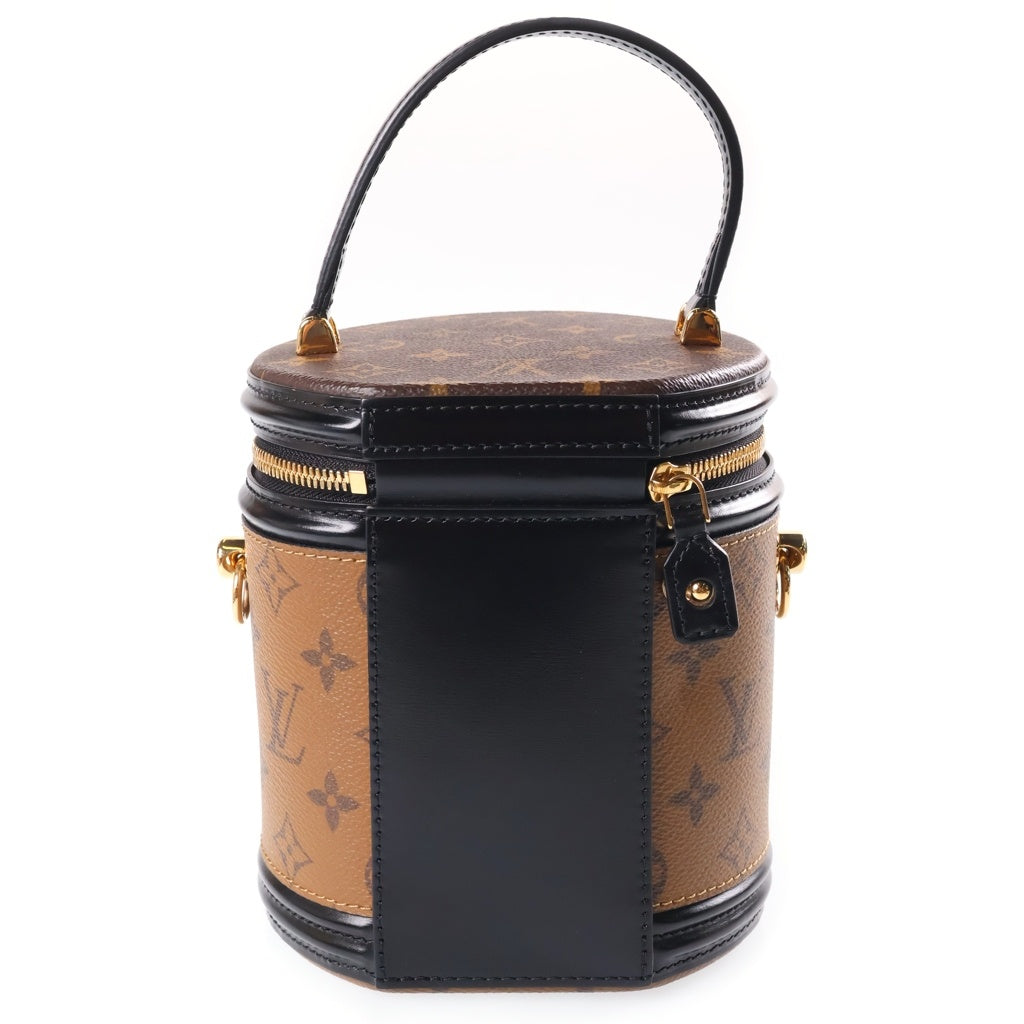 LOUIS VUITTON(ルイヴィトン) モノグラムリバース カンヌ 2WAYハンドバッグ ショルダーバッグ バニティ ブラウン×ブラック レザー×PVC M43986 ゴールド金具 レディース