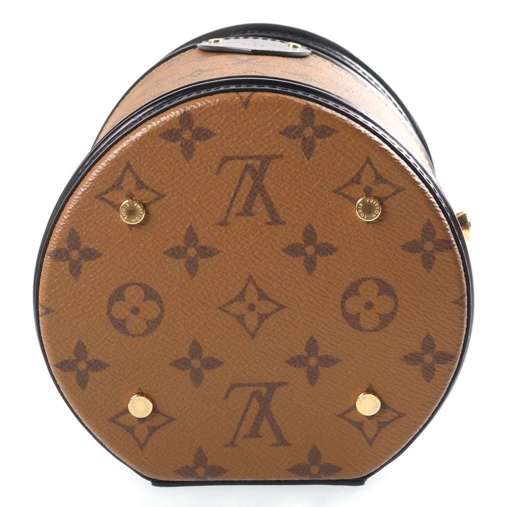 LOUIS VUITTON(ルイヴィトン) モノグラムリバース カンヌ 2WAYハンドバッグ ショルダーバッグ バニティ ブラウン×ブラック レザー×PVC M43986 ゴールド金具 レディース
