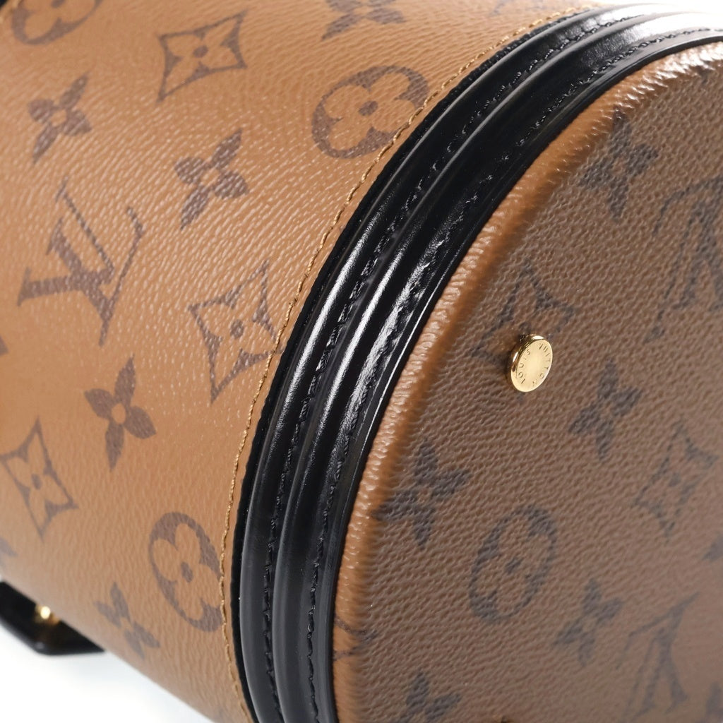 LOUIS VUITTON(ルイヴィトン) モノグラムリバース カンヌ 2WAYハンドバッグ ショルダーバッグ バニティ ブラウン×ブラック レザー×PVC M43986 ゴールド金具 レディース
